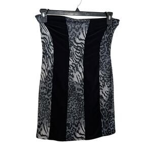 Ellus | Strapless Stretch Animal Print Body on Mini Dress Mobwife Y2K Rave Large